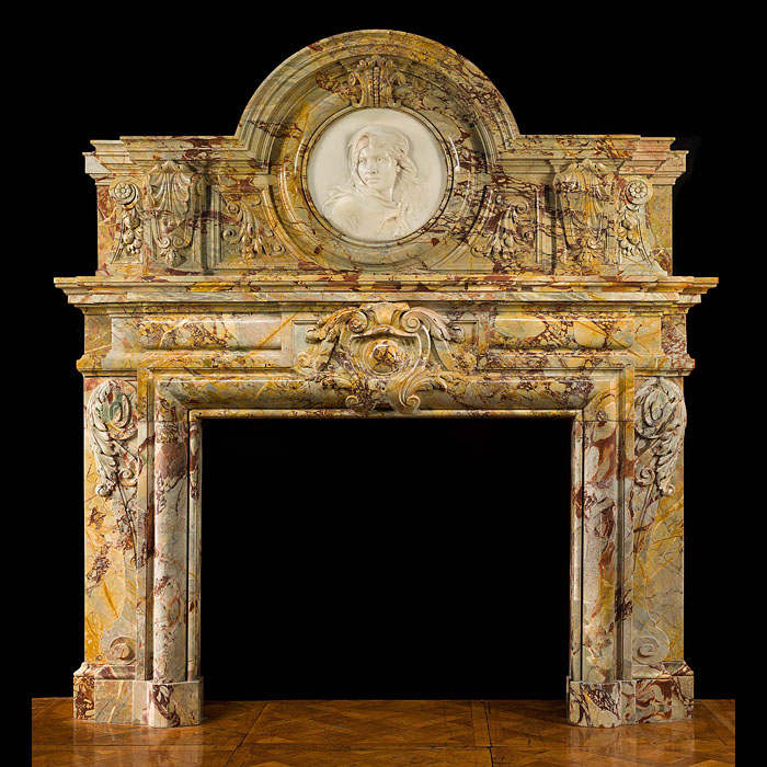 A majestic Antique fireplace in Sarrancolin Opera Marble