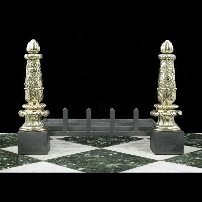 A Large Pair of Baroque Style Andirons 