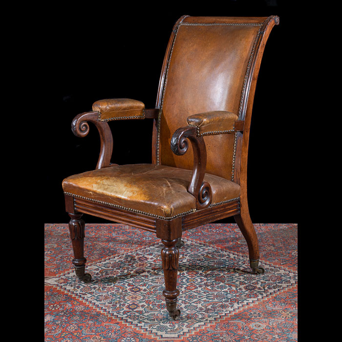  William IV Leather and Mahogany Armchair 