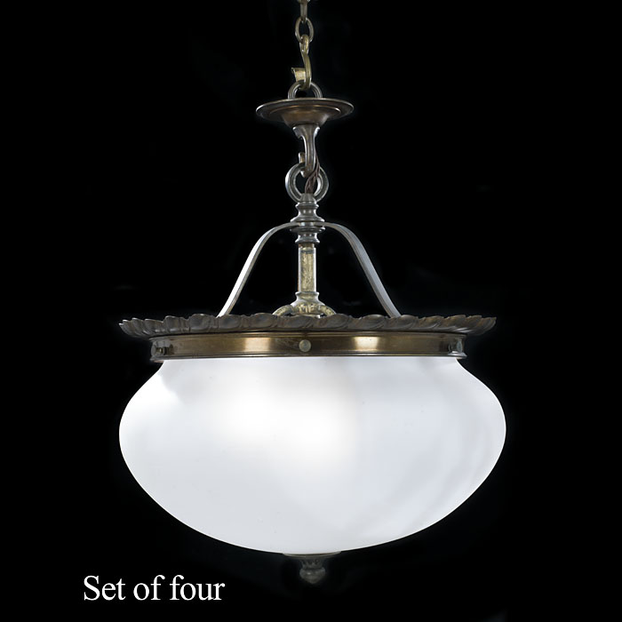 Victorian Set of Opaque Glass Ceiling Lights