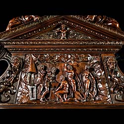 A very imposing Venetian Baroque style Antique walnut Chimneypiece 