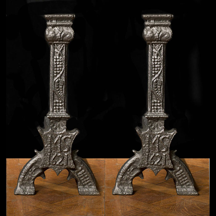 Pair of 17th century Cast iron Andirons 