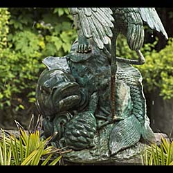  A Putti and stork verdigris metal garden fountain   