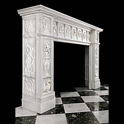 A rare Aesthetic period statuary marble antique fireplace