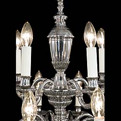 A pair of 20th century nickel plated brass chandeliers in two sets    