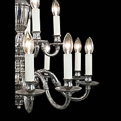 A pair of 20th century nickel plated brass chandeliers in two sets    