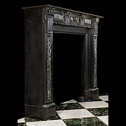 Small Belgian Black Marble Antique Fireplace