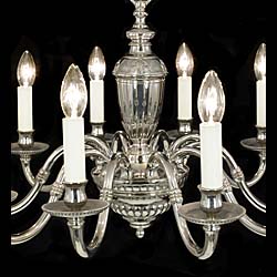 A 20th century ten branch nickel plated brass chandelier    