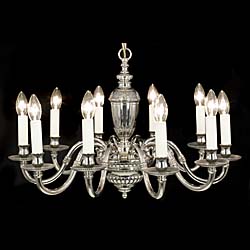 A 20th century ten branch nickel plated brass chandelier    