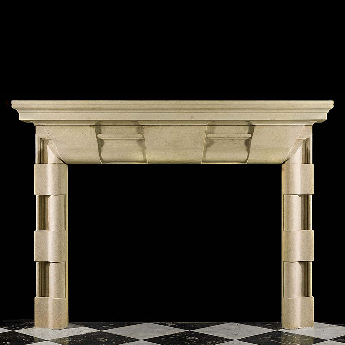 A large 20th century Yorkstone Bolection Chimneypiece