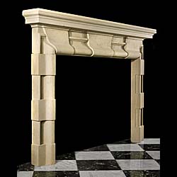 A large 20th century Yorkstone Bolection Chimneypiece