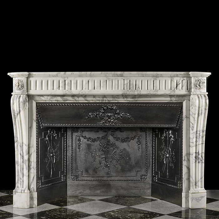 An Antique Statuary marble Louis XVI fireplace surround 