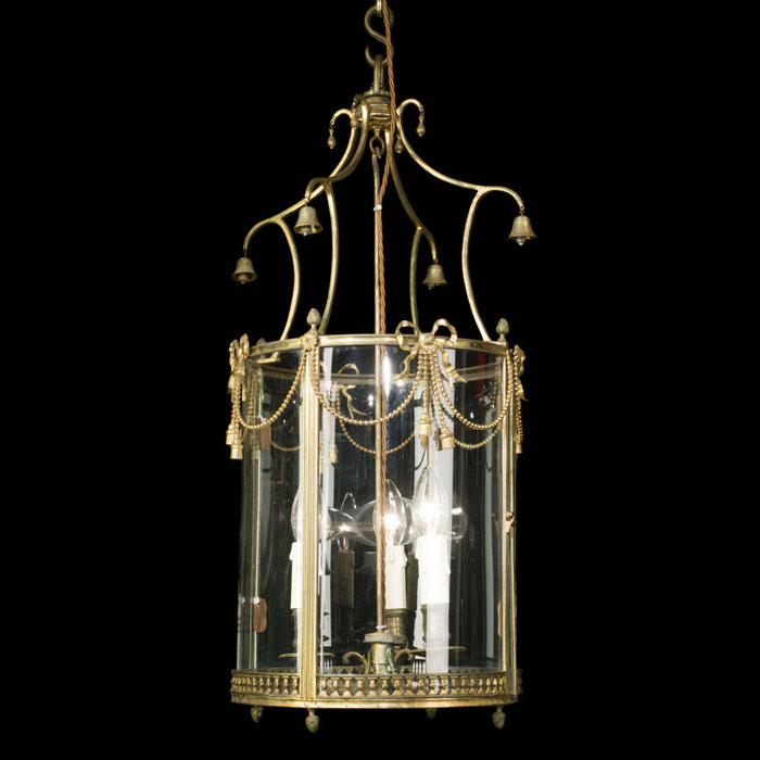 A Regency style Edwardian brass hall lantern