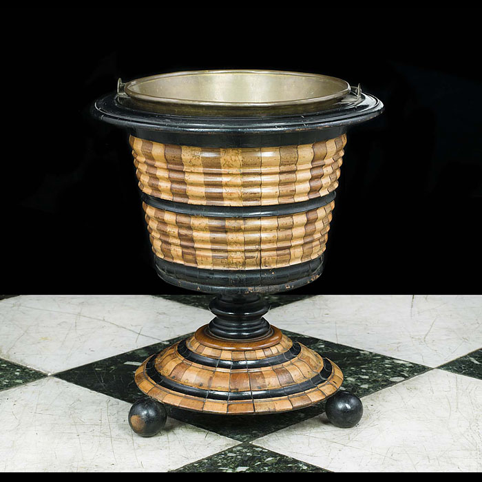 A walnut and ebonised oysetr bucket 19th century 