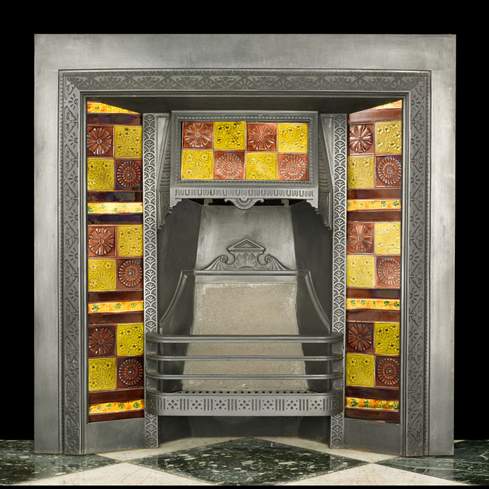 A Tiled Cast Iron Victorian Fireplace Insert