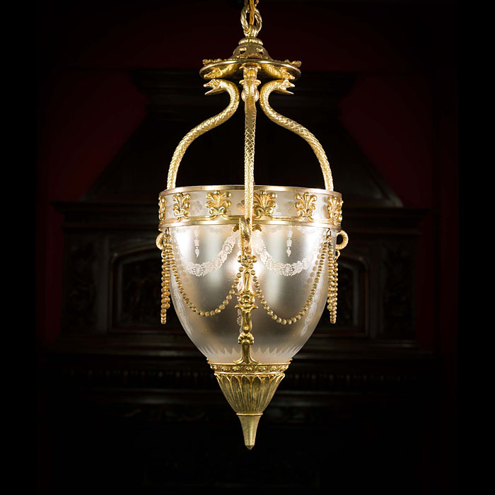 A Regency Style Gilt Brass Ceiling Light