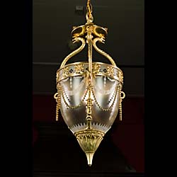 A Regency Style Gilt Brass Ceiling Light