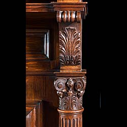 Large Carved Oak Edwardian Fireplace Mantel