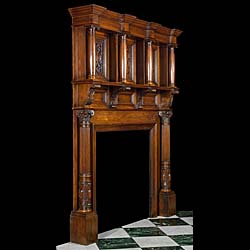 Large Carved Oak Edwardian Fireplace Mantel