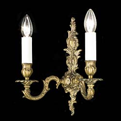 A Pair of Rococo Style Brass Wall Lights