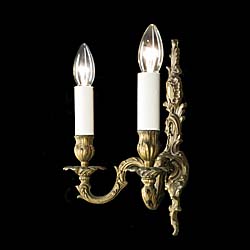 A Pair of Rococo Style Brass Wall Lights