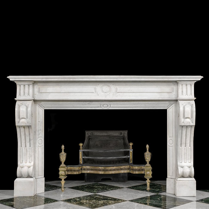Louis XVI Style Carrara Marble Fireplace