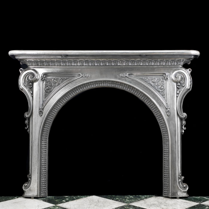 A Cast Iron Rococo Style Fireplace Mantel