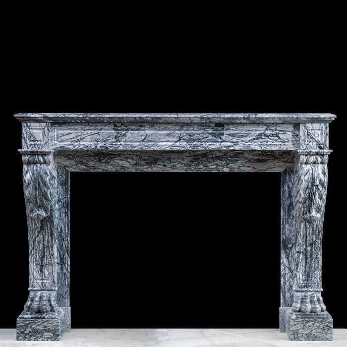 Bardiglio Fiorito French Lion Paw Fireplace 