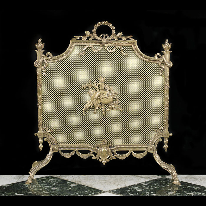 A Louis XVI Style Gilt Brass Fire Screen