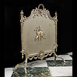 A Louis XVI Style Gilt Brass Fire Screen