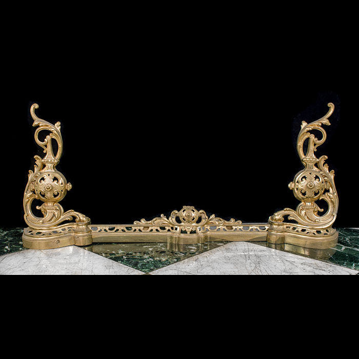 A French Rococo Style Brass Fireplace Fender