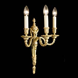 A set of five 20th century gilt brass wall lights