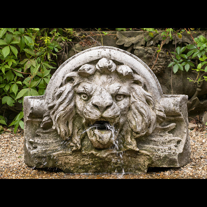 A Victorian Portland Stone Lion Fountain Head