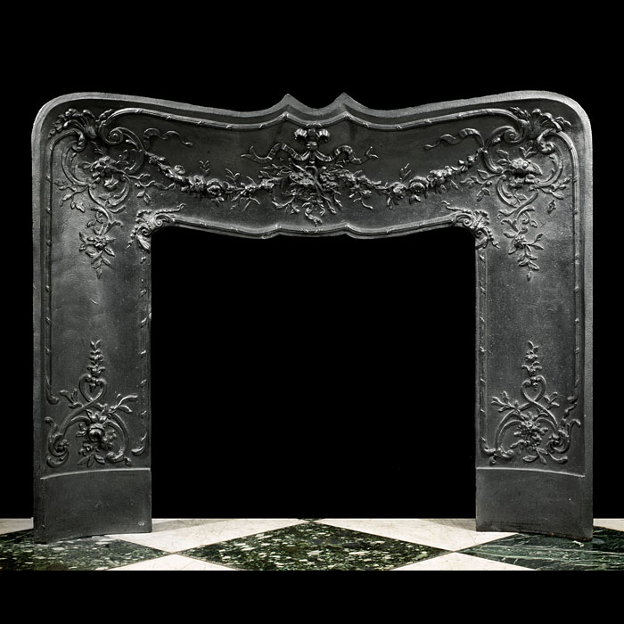 French florally decorated cast iron fireplace insert    