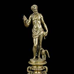 Jupiter and Juno Italian Renaissance style brass andirons    