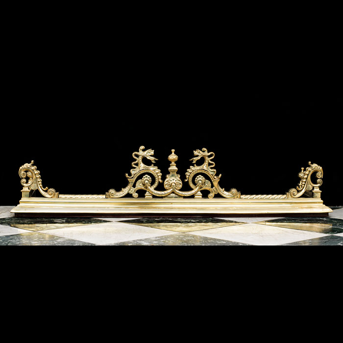 A Rococo Style Brass Fireplace Fender 