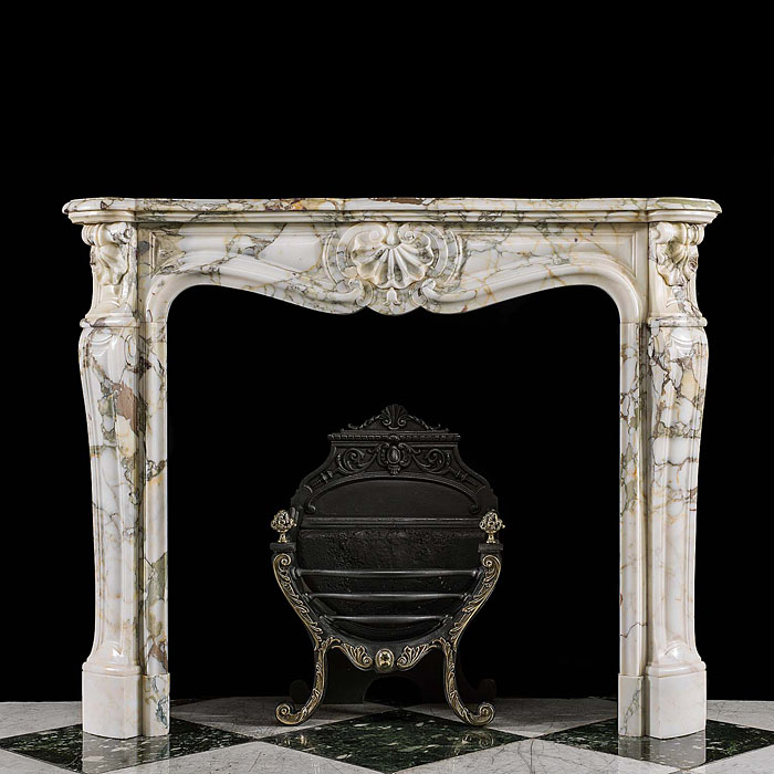 An Antique French Breche Violette marble fireplace surround