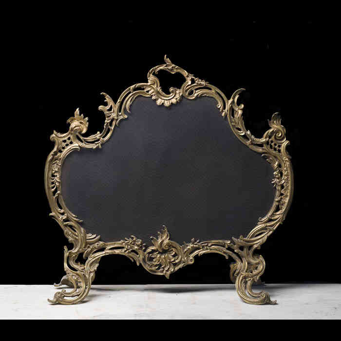 French Gilt Bronze Rococo Style Fire Screen.