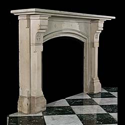  A Large Yorkstone Gothic Style Fireplace