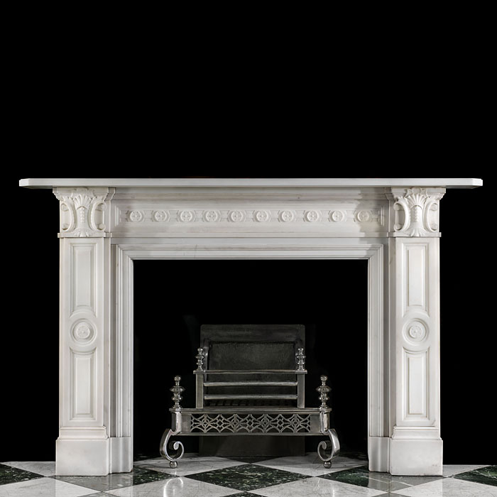  An antique Victorian fireplace mantel in white statuary marble 