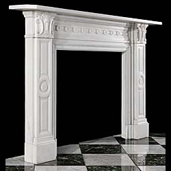  An antique Victorian fireplace mantel in white statuary marble 