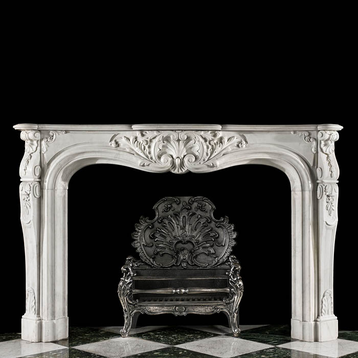 A French Rococo antique marble chimneypiece mantel