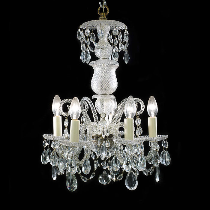 A small classical 20th century cut glass chandelier     