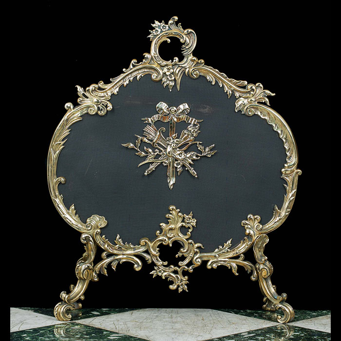 A Gilt Brass Rococo Style Fire Screen