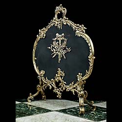 A Gilt Brass Rococo Style Fire Screen