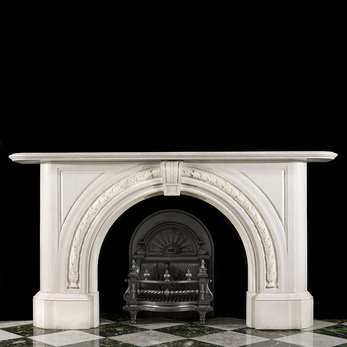  A Large Victorian Arched Marble Fireplace