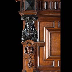 Antique Jacobean Oak And Ebony Fireplace