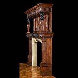 Antique Jacobean Oak And Ebony Fireplace