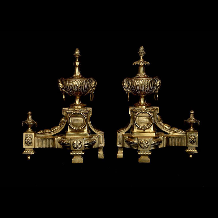 Rams Head Pair of Antique Bronze Chenets