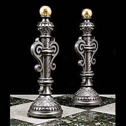  A Pair of Baroque Style Antique Fire Dogs